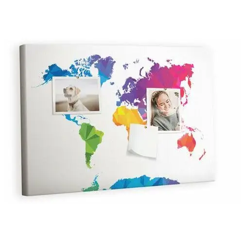 Tulup Kolorowy organizer - tablica korkowa z pinezkami - abstrakcyjna mapa świata 60x40 cm