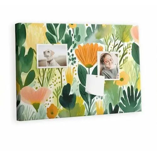 Tulup Kolorowy organizer - tablica korkowa z pinezkami - akwarela kwiaty 60x40 cm