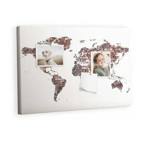 Tulup Kolorowy organizer - tablica korkowa z pinezkami - ceglana mapa świata 60x40 cm
