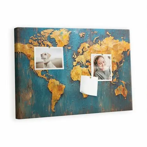Tulup Kolorowy organizer - tablica korkowa z pinezkami - dekoracyjna mapa świata 60x40 cm