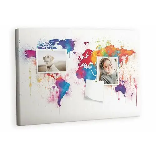 Kolorowy Organizer - Tablica Korkowa z Pinezkami - Mapa świata 60x40 cm