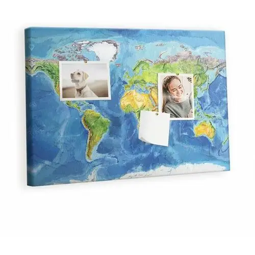 Tulup Kolorowy organizer - tablica korkowa z pinezkami - mapa świata 60x40 cm