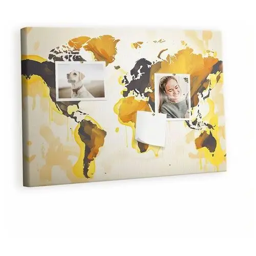 Tulup Kolorowy organizer - tablica korkowa z pinezkami - mapa świata abstrakcja 60x40 cm