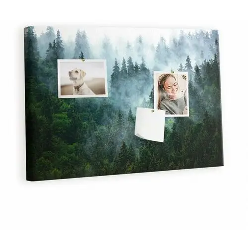 Kolorowy organizer - tablica korkowa z pinezkami - mglisty las 60x40 cm Tulup