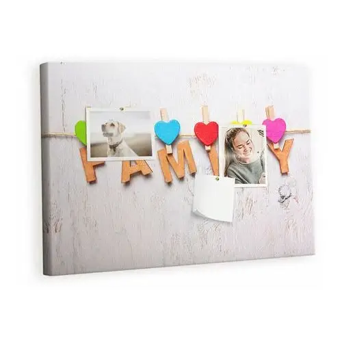 Kolorowy organizer - tablica korkowa z pinezkami - napis rodzina 60x40 cm Tulup