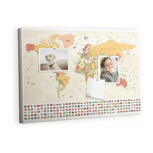 Tulup Kolorowy organizer - tablica korkowa z pinezkami - projekt mapy świata 60x40 cm