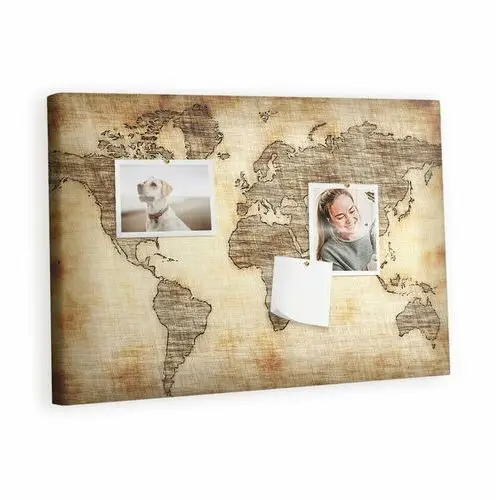 Tulup Kolorowy organizer - tablica korkowa z pinezkami - stara mapa świata 60x40 cm
