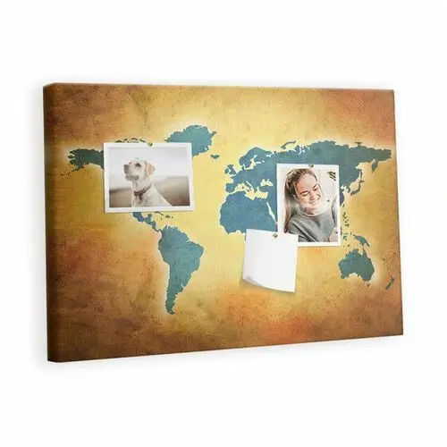 Kolorowy organizer - tablica korkowa z pinezkami - stara mapa świata 60x40 cm Tulup