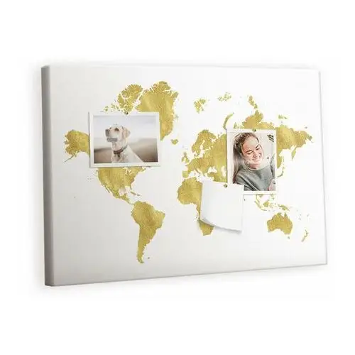 Tulup Kolorowy organizer - tablica korkowa z pinezkami - złota mapa świata 60x40 cm