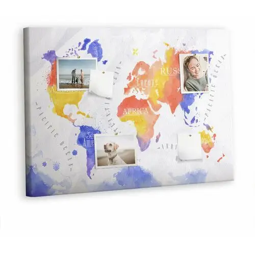 Tulup Korkowa plansza z pinezkami - 100x70 - akwarela mapa świata