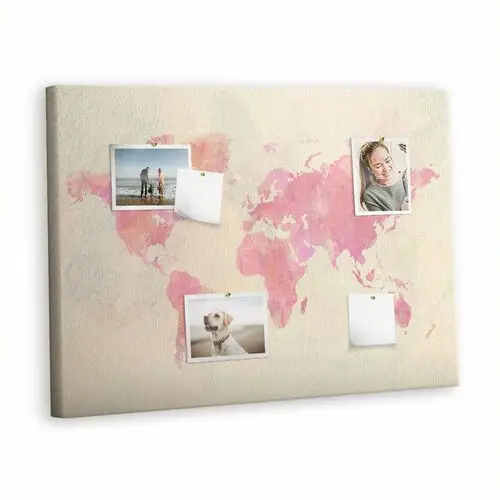 Korkowa Plansza z Pinezkami - 100x70 - Akwarela mapa świata