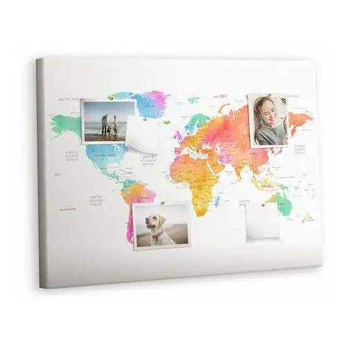 Korkowa Plansza z Pinezkami - 100x70 - Akwarelowa mapa świata