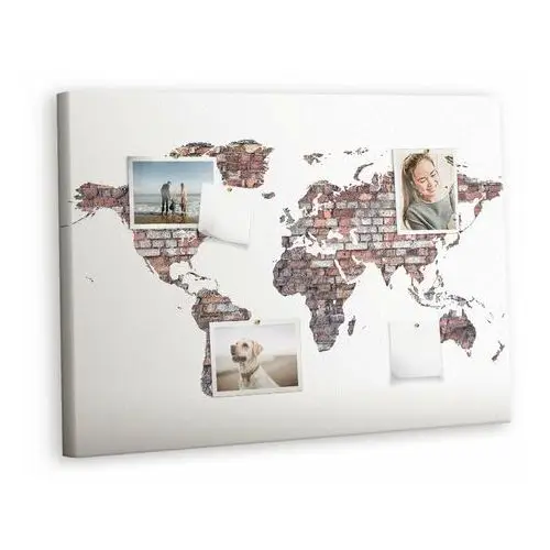 Korkowa Plansza z Pinezkami - 100x70 - Ceglana mapa świata