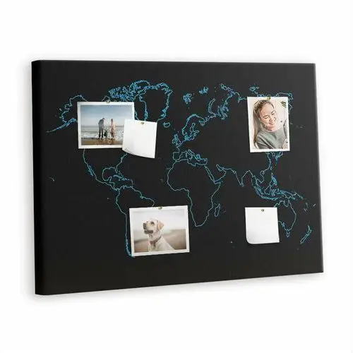 Tulup Korkowa plansza z pinezkami - 100x70 - kontury mapy świata
