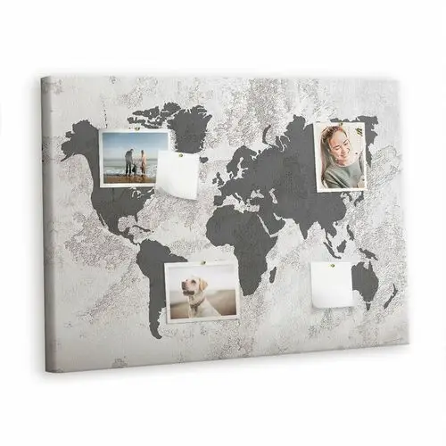 Korkowa Plansza z Pinezkami - 100x70 - Mapa świata beton