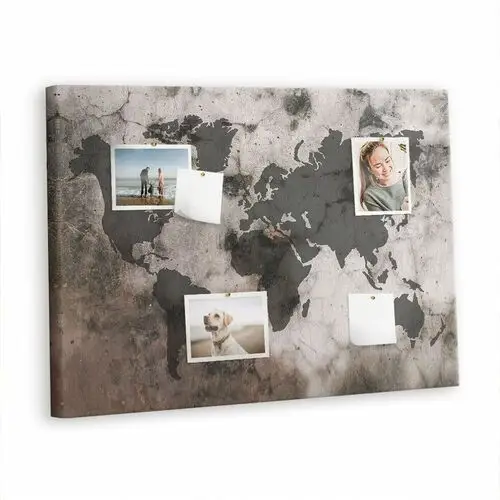 Korkowa plansza z pinezkami - 100x70 - mapa świata beton Tulup