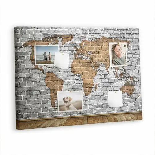 Korkowa Plansza z Pinezkami - 100x70 - Mapa świata cegły