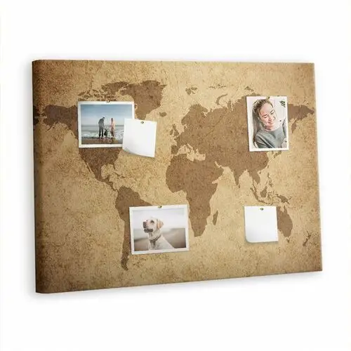 Korkowa Plansza z Pinezkami - 100x70 - Mapa świata vintage