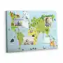 Korkowa Plansza z Pinezkami - 100x70 - Mapa świata ze zwierzętami Sklep