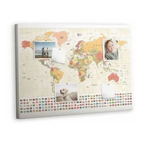 Korkowa Plansza z Pinezkami - 100x70 - Projekt mapy świata