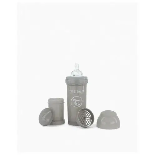 TwistShake butelka antykolkowa 260ml pastel grey smoczek M 2m+