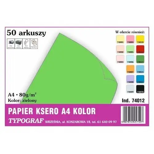 Typograf Papier ksero a4 80g zielony