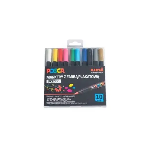 Marker uni posca pcf-350 z końcówką - pędzelkiem, zestaw 10 szt Uni mitsubishi pencil