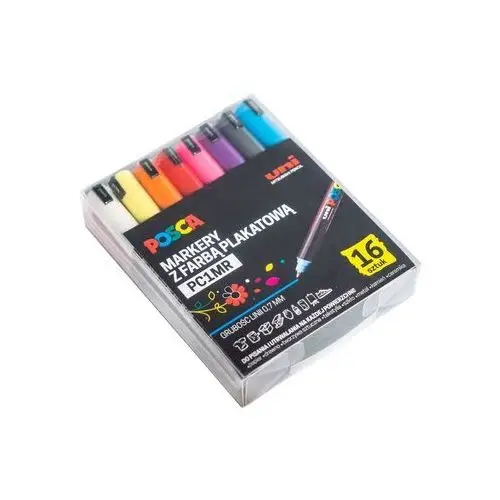 Markery uni POSCA PC-1MR Z SUPERCIENKĄ, PRECYZYJNĄ KOŃCÓWKĄ IGŁOWĄ, ZESTAW 16 SZT