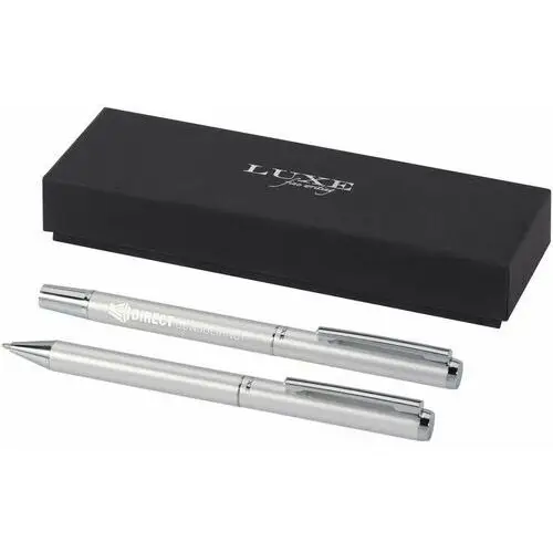 Upominkarnia Lucetto zestaw upominkowy obejmujący długopis kulkowy z aluminium z recyklingu i pióro kulkowe