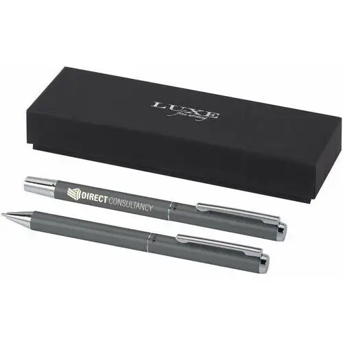 Upominkarnia Lucetto zestaw upominkowy obejmujący długopis kulkowy z aluminium z recyklingu i pióro kulkowe
