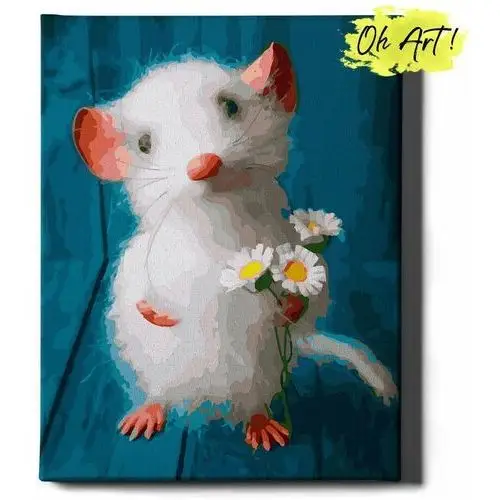 Malowanie po numerach, 40x50 cm - Biała mysz