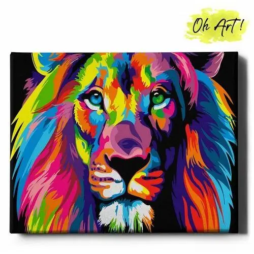 Malowanie po numerach, 40x50 cm - kolorowy lew
