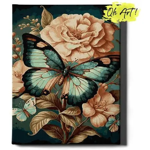 Varmacon Malowanie po numerach 40x50cm motyl na kwiatu - obraz do malowania po numerach z rama - oh art