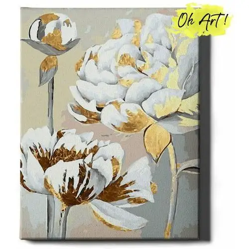 Varmacon Malowanie po numerach ze złotą błyszczącą farbą 40x50 cm / kwiaty w złoceniu / obraz na ramie / oh art