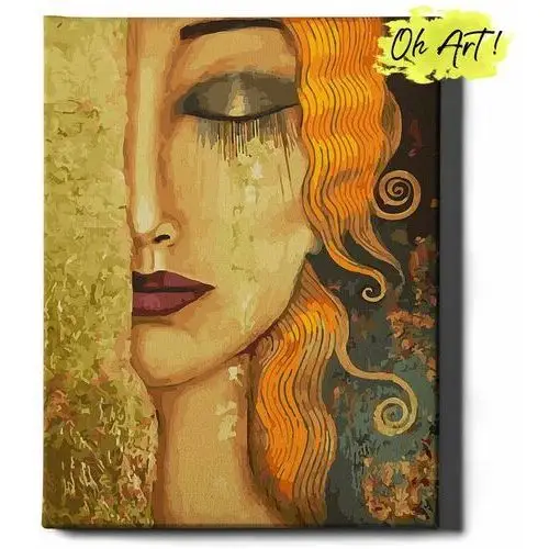 Malowanie Po Numerach ze złotą błyszczącą farbą 40X50 cm / Złote łzy dziewczyny / obraz na ramie / Oh Art