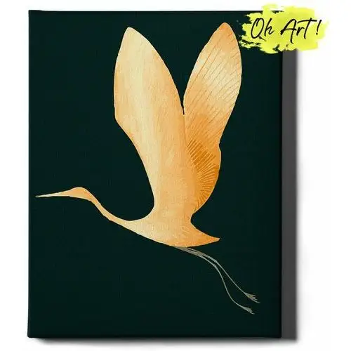 Malowanie Po Numerach ze złotą błyszczącą farbą 40x50 cm / Złoty żuraw / obraz na ramie / Oh Art