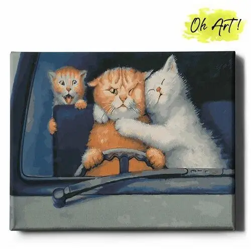 Obraz malowanie po numerach 40x50 cm / kot w samochodzie / oh art! Varmacon