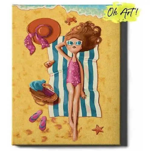 Varmacon Obraz malowanie po numerach 40x50 cm / plaża i dziewczyna / oh art