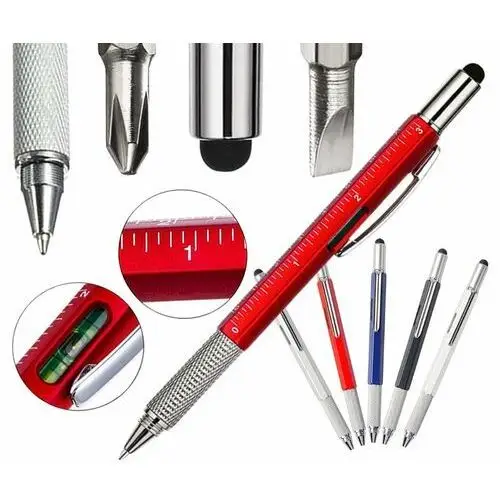 Verk group Długopis wielofunkcyjny gadzet linijka śrubokręt 6w1 miarka poziomica