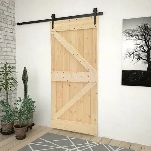 Drzwi przesuwne z osprzętem, 80x210 cm, lite drewno sosnowe Vidaxl