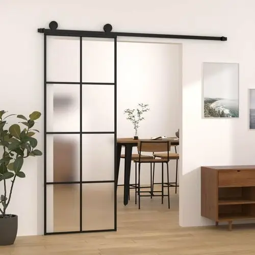 Drzwi przesuwne z osprzętem, szkło esg i aluminium, 76x205 cm Vidaxl
