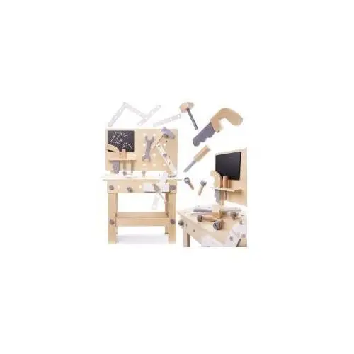 Warsztat z narzędziami drewniany na stoliku zestaw majsterkowicza