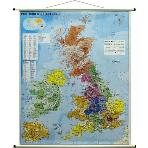 Wielka Brytania. Mapa ścienna kody pocztowe 1:1 200 000, Stiefel