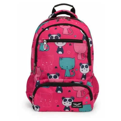 Plecak szkolny dla dziewczynki różowy kot panda Wings