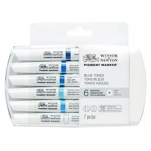 Winsor & newton Zestaw pigment markerów blue tones 6 sztuk
