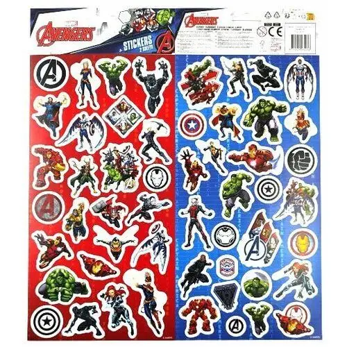 Naklejki marvel avengers +/- 50 szt. - 2 arkusze W&o