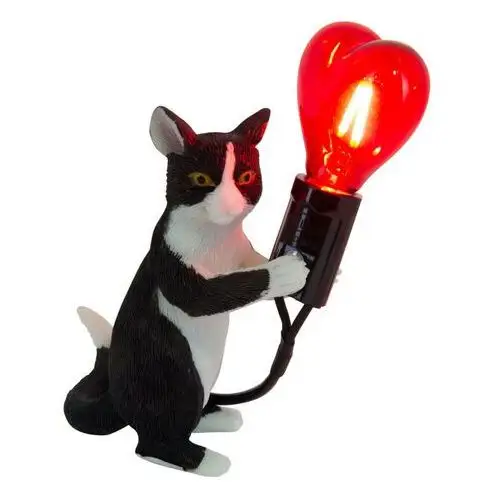 Yaskr Lampka nocna stojąca gato tl0103 kotek serce biały czarny