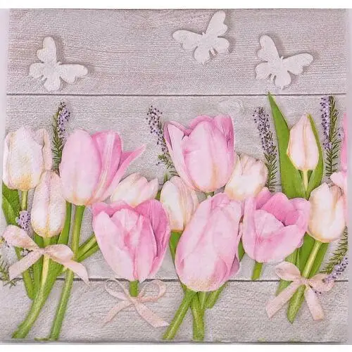 Serwetka decoupage serwetka tulipany + motylki S05