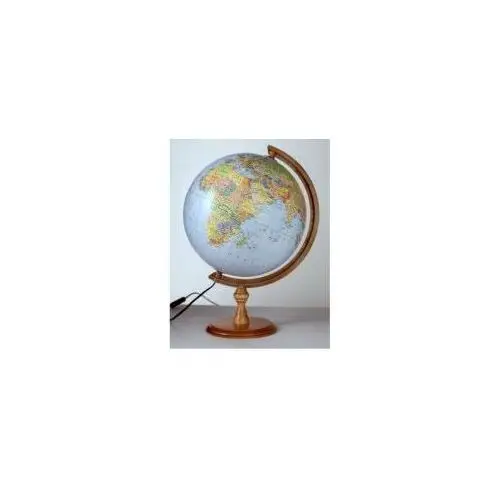 Globus polityczno fizyczny podświetlany drewniana stopka 32 cm