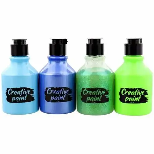 Farby akrylowe zestaw 4 szt x 150 ml perłowe duże butelki niebieska neon 59